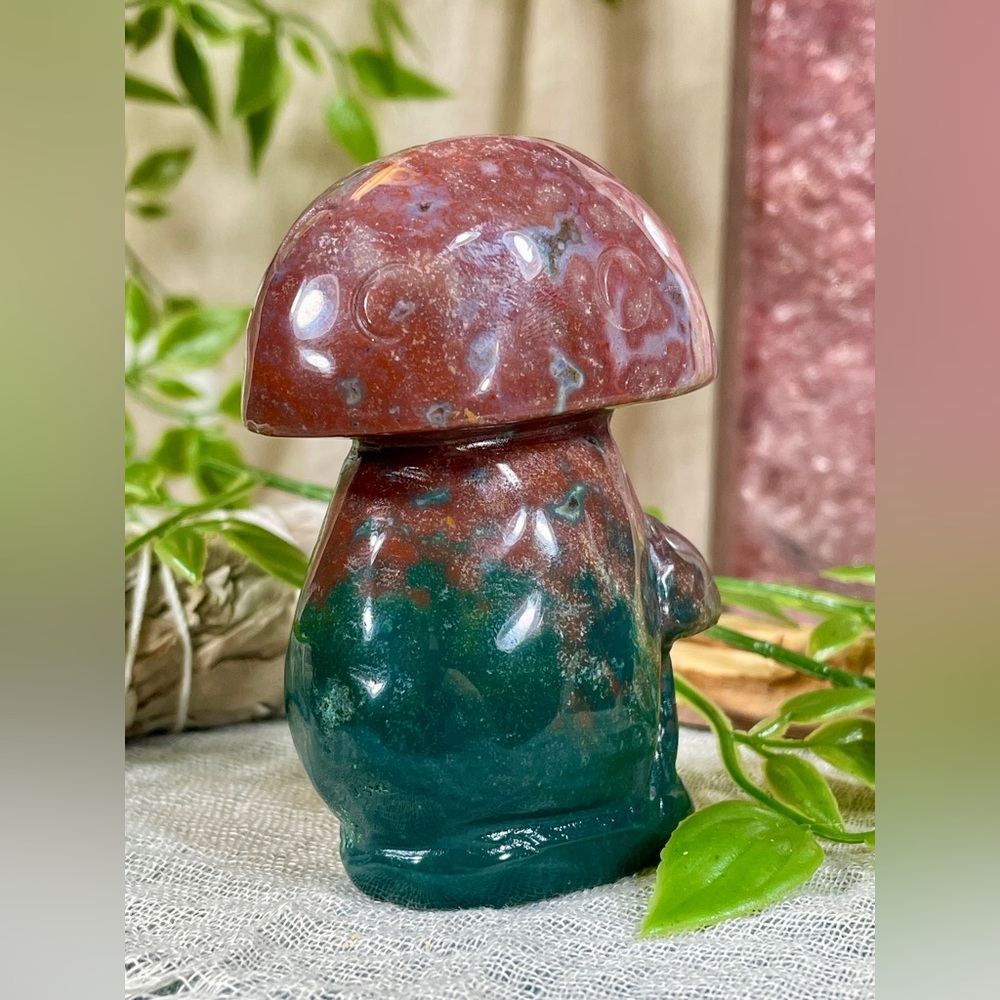 2431 Ocean Jasper Mushroom Crystal Carving - Picture 8 of 10